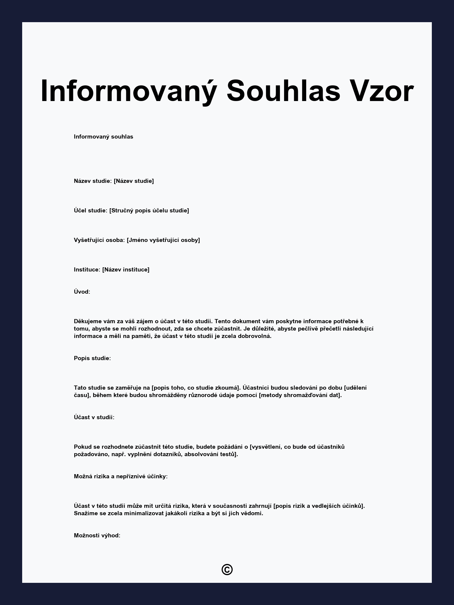 Informovaný Souhlas Vzor