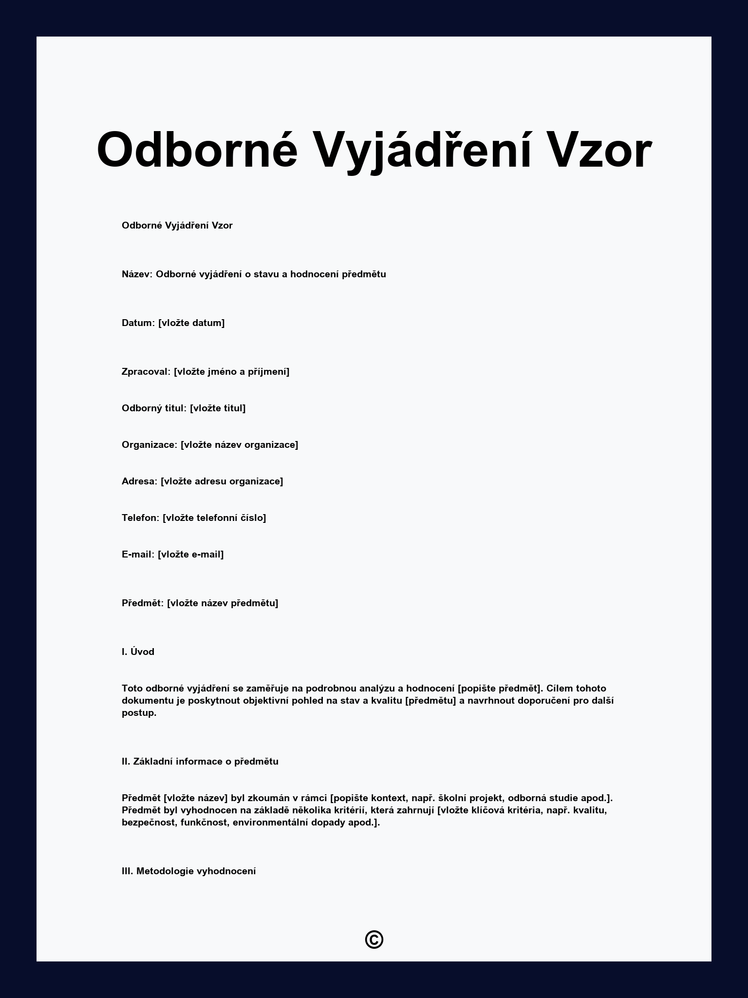 Odborné Vyjádření Vzor