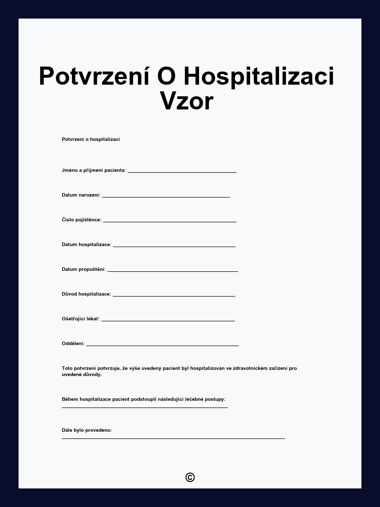 Potvrzení O Hospitalizaci Vzor