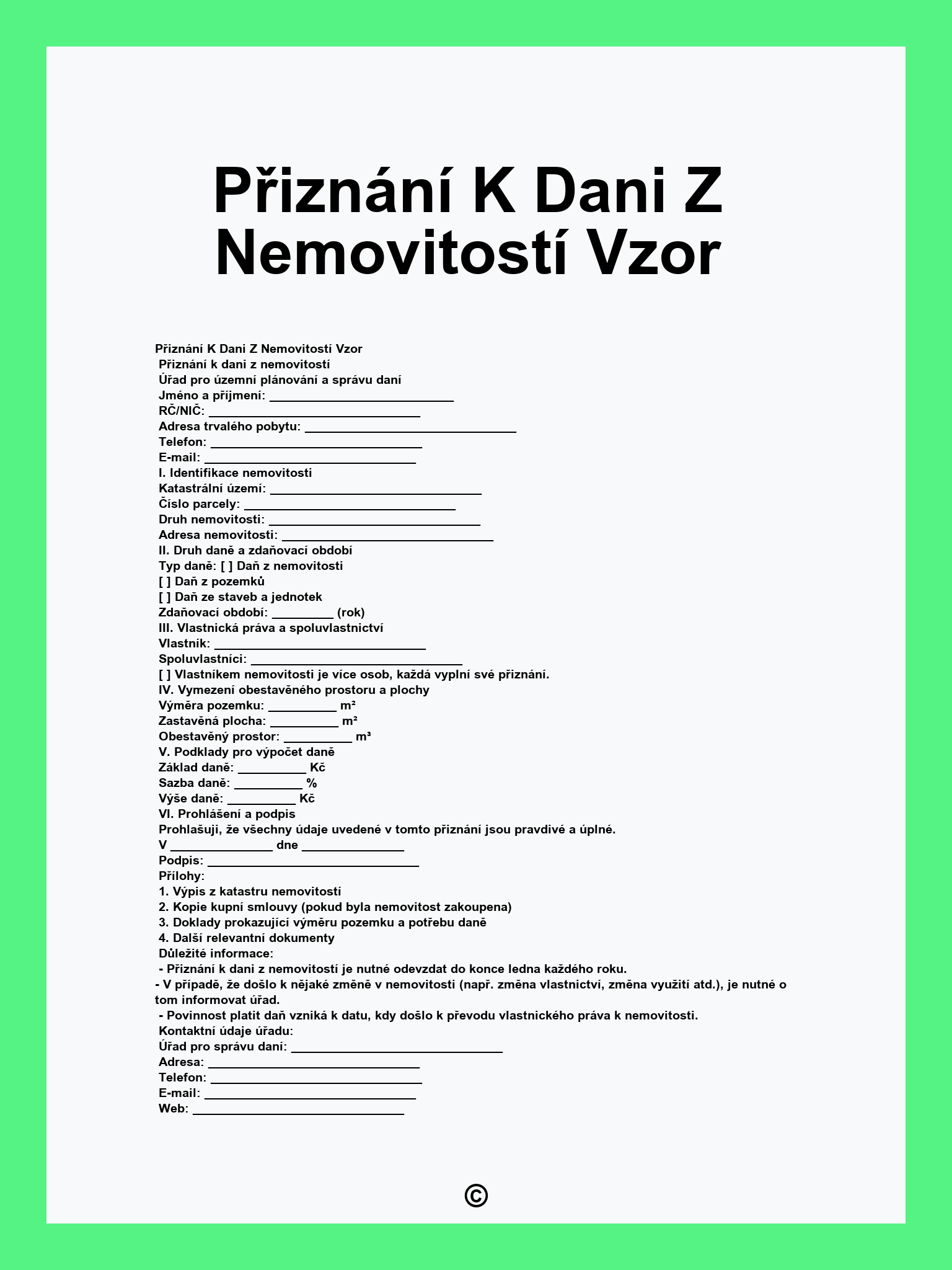 Přiznání K Dani Z Nemovitostí Vzor