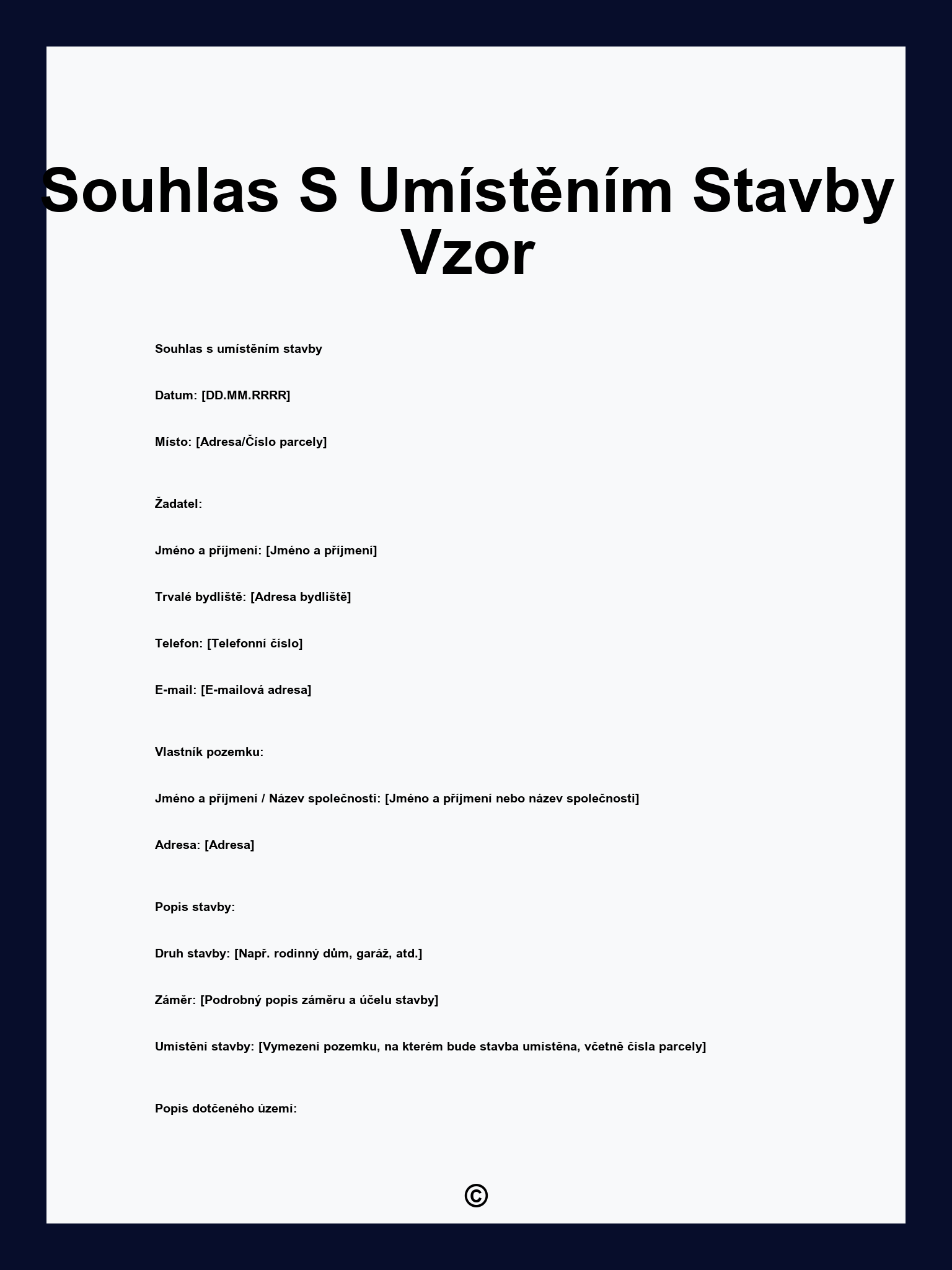 Souhlas S Umístěním Stavby Vzor