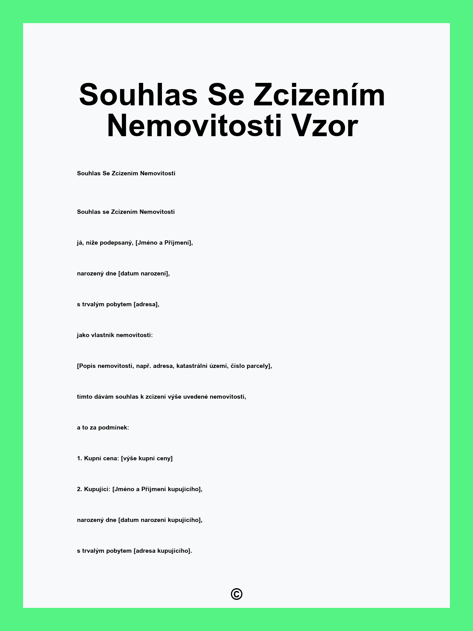 Souhlas Se Zcizením Nemovitosti Vzor