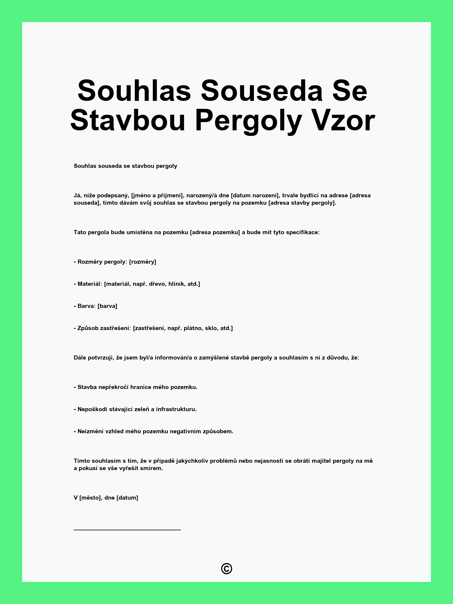 Souhlas Souseda Se Stavbou Pergoly Vzor