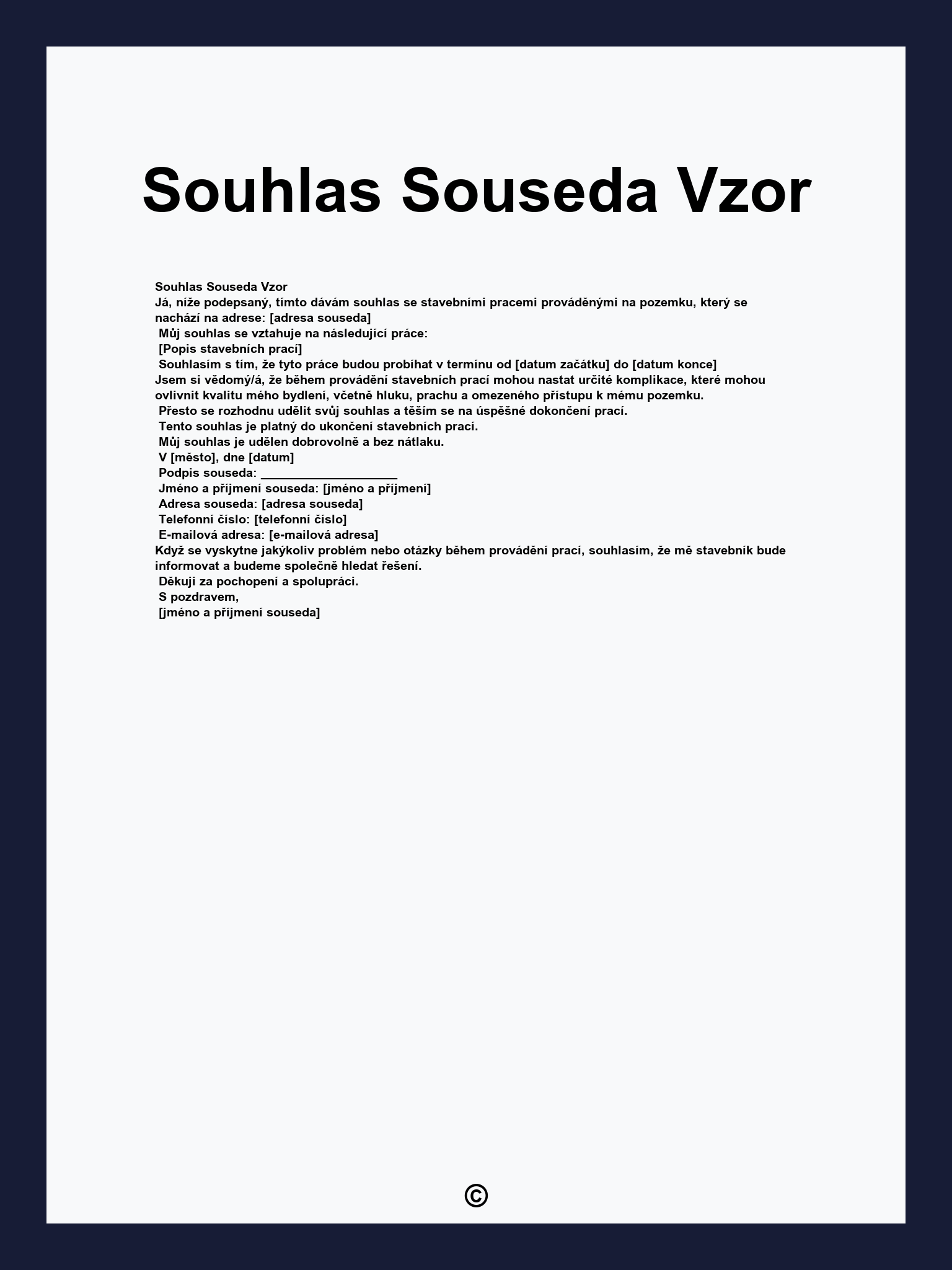 Souhlas Souseda Vzor
