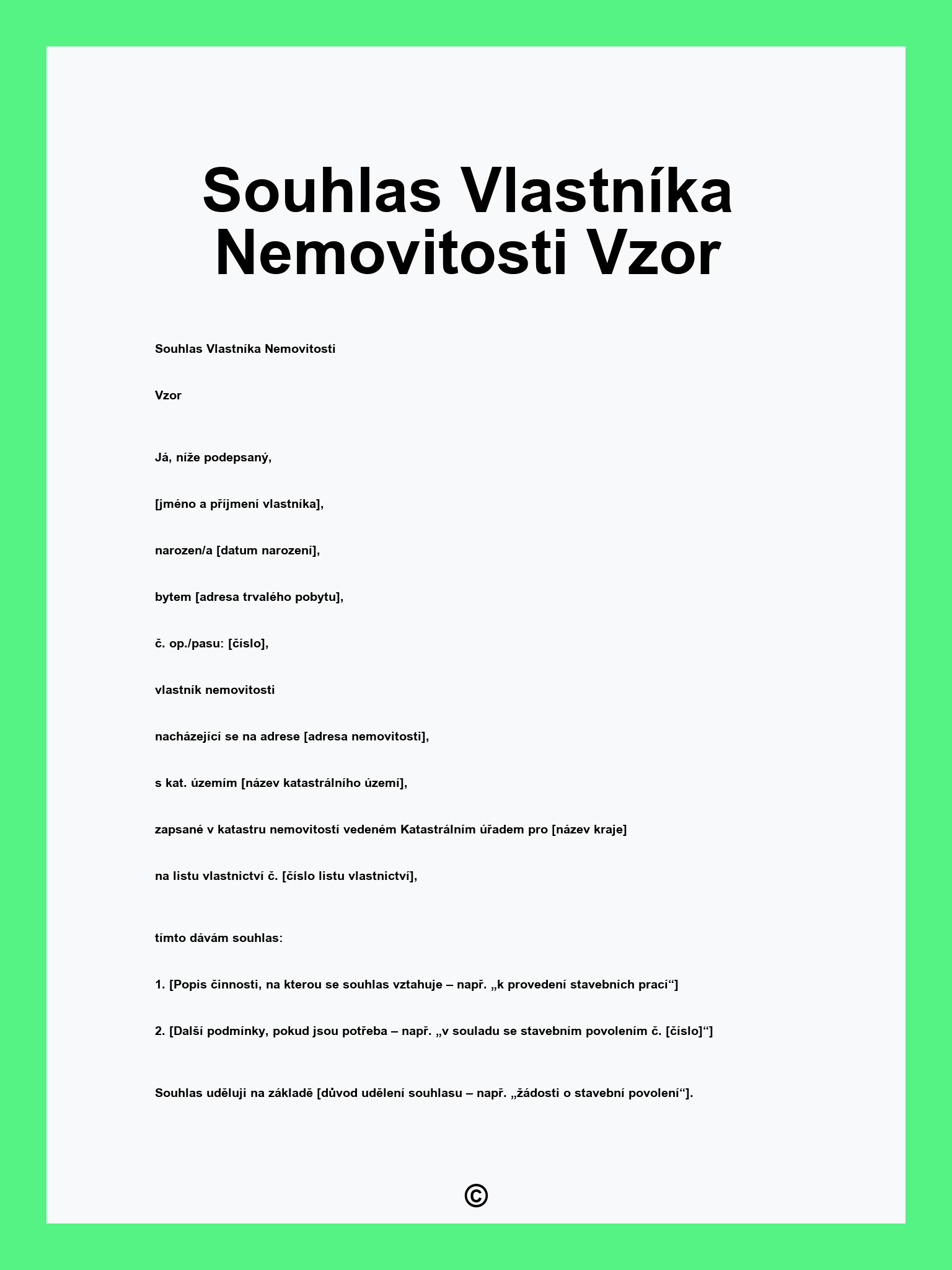 Souhlas Vlastníka Nemovitosti Vzor