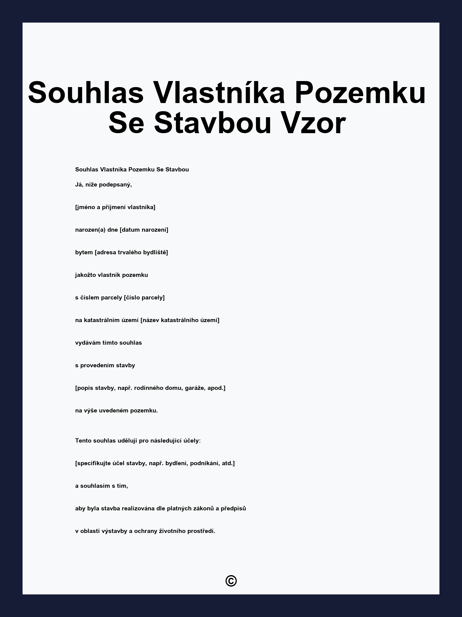 Souhlas Vlastníka Pozemku Se Stavbou Vzor