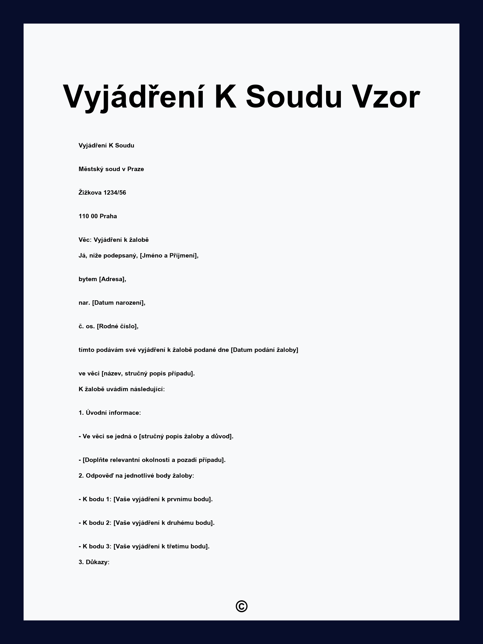 Vyjádření K Soudu Vzor