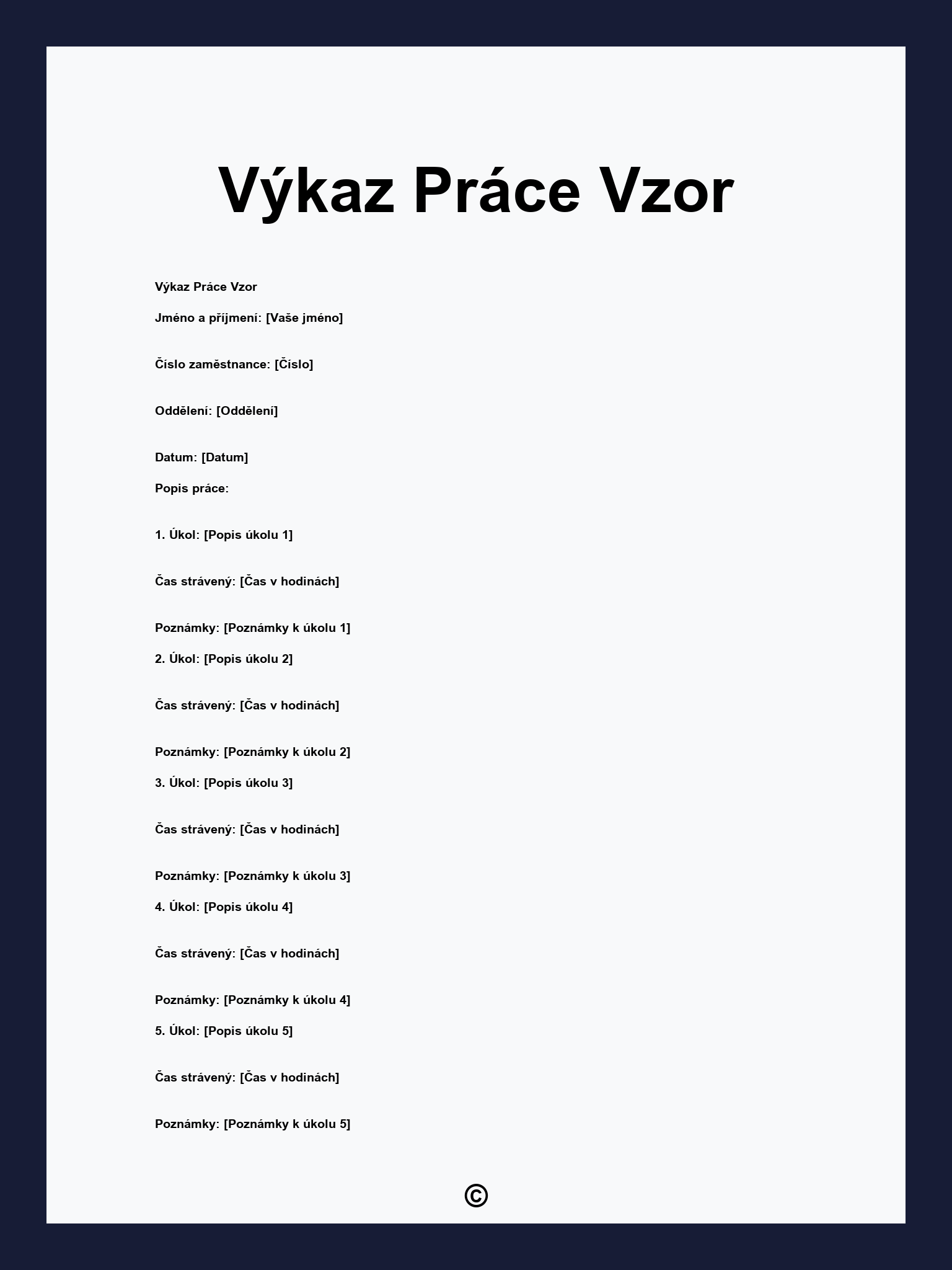 Výkaz Práce Vzor