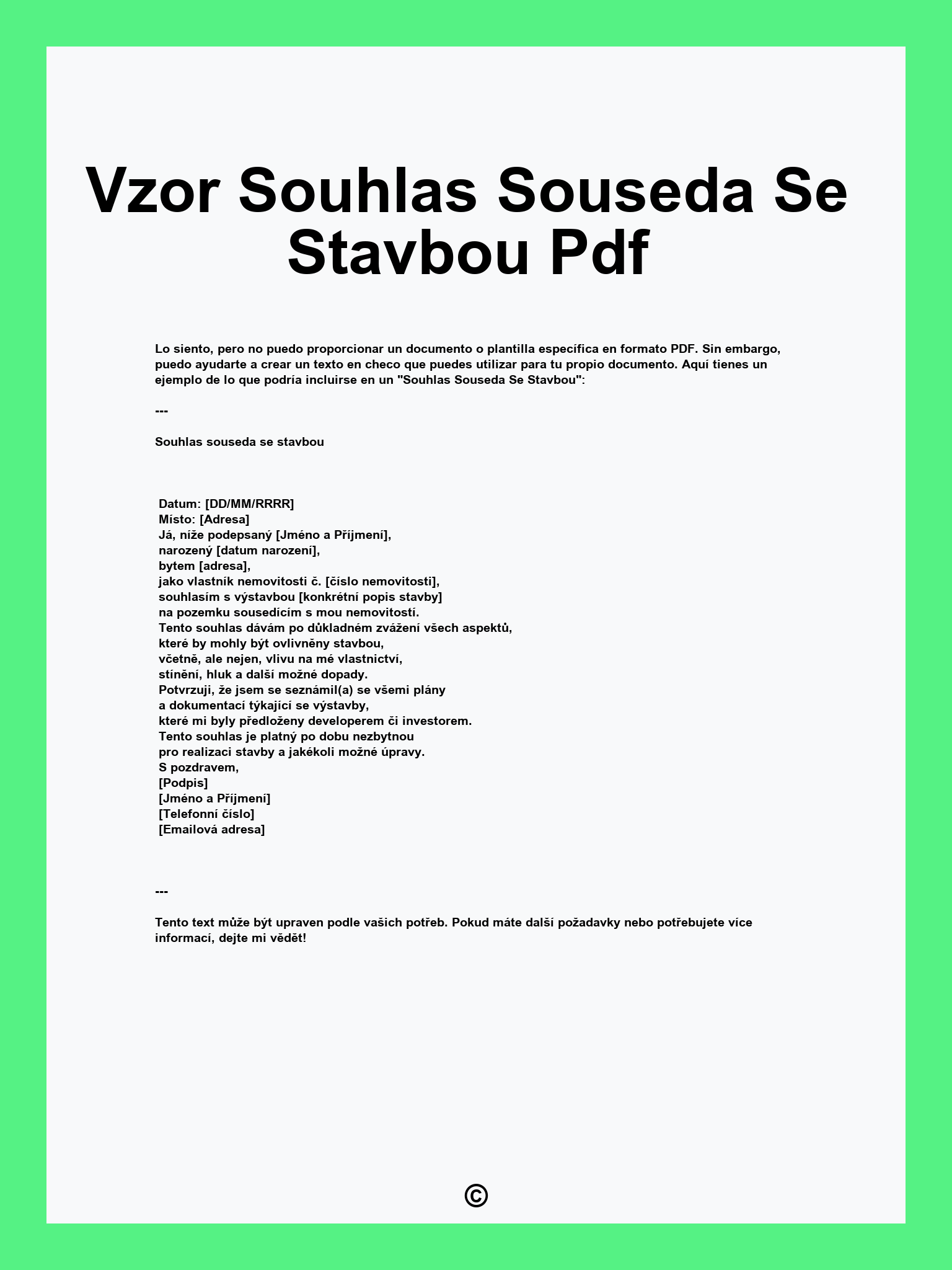 Vzor Souhlas Souseda Se Stavbou Pdf