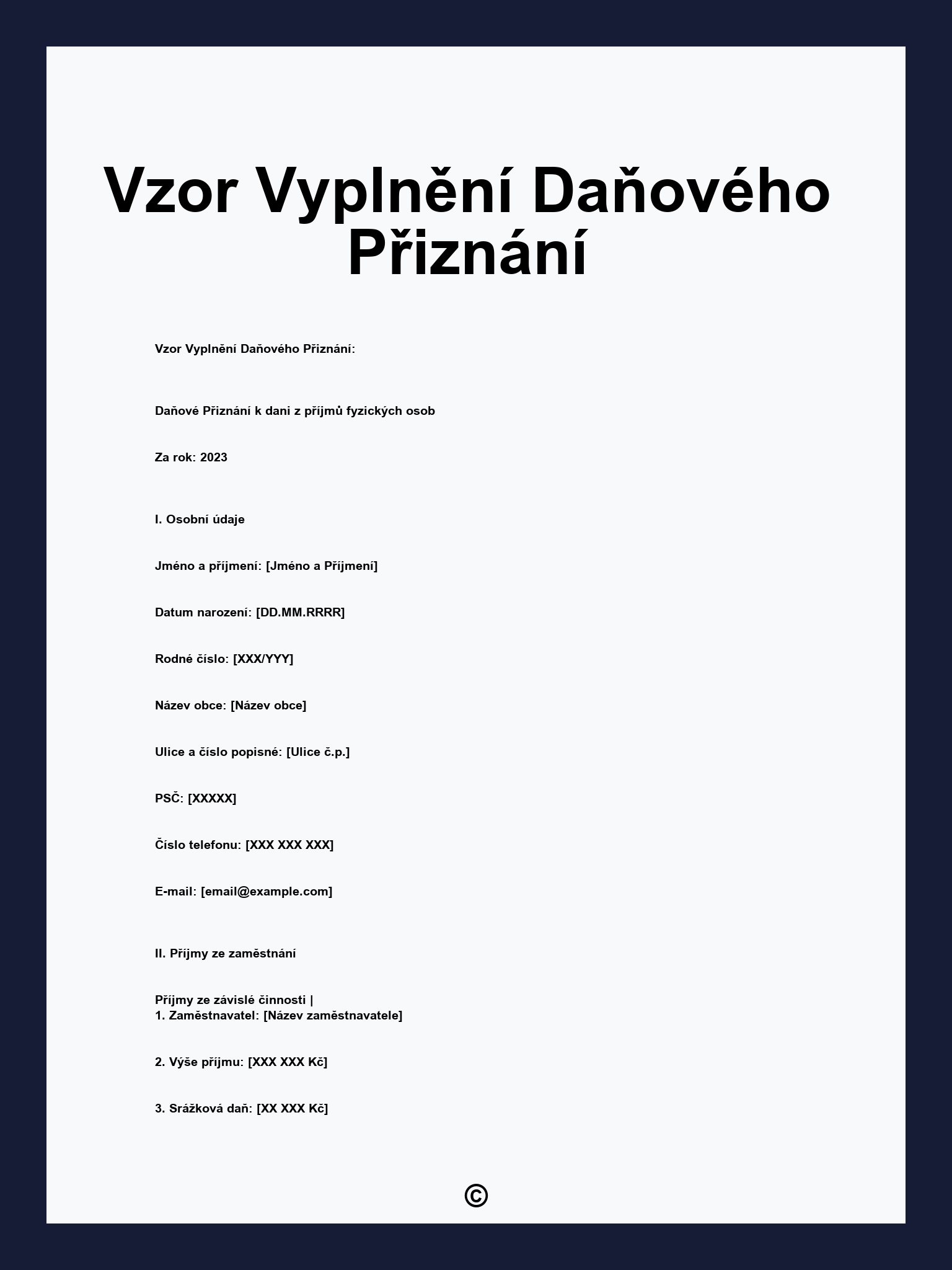 Vzor Vyplnění Daňového Přiznání